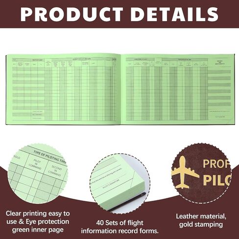 2 Pack Professional Pilot Logbook 128 Sheets Brown Leather Hardcover Large Flight Log Journal Aircraft Record Book Aviation Gifts and Gear in Saudi Arabia
