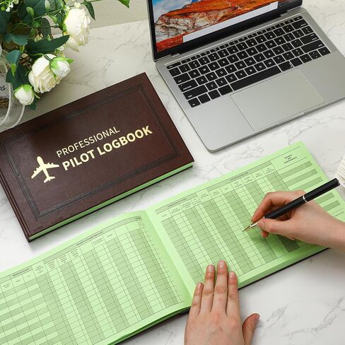 2 Pack Professional Pilot Logbook 128 Sheets Brown Leather Hardcover Large Flight Log Journal Aircraft Record Book Aviation Gifts and Gear in Saudi Arabia