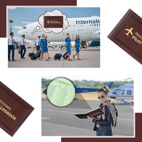 2 Pack Professional Pilot Logbook 128 Sheets Brown Leather Hardcover Large Flight Log Journal Aircraft Record Book Aviation Gifts and Gear in Saudi Arabia