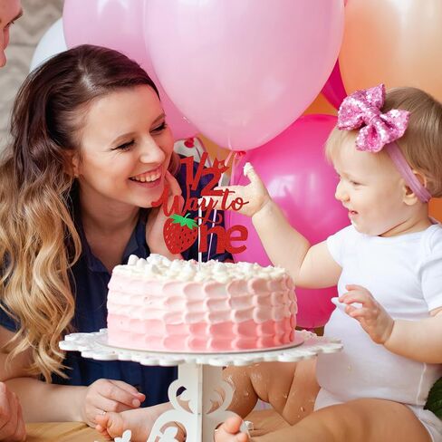 Half Birthday Decorations for Girls, Donut 1/2 Birthday Cake Topper for 6 Months Baby, Halfway to One Baby Girl Party Supplies in Saudi Arabia