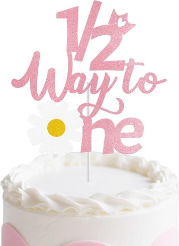 Half Birthday Decorations for Girls, Donut 1/2 Birthday Cake Topper for 6 Months Baby, Halfway to One Baby Girl Party Supplies in Saudi Arabia