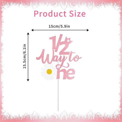 Half Birthday Decorations for Girls, Donut 1/2 Birthday Cake Topper for 6 Months Baby, Halfway to One Baby Girl Party Supplies in Saudi Arabia
