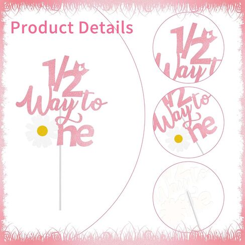 Half Birthday Decorations for Girls, Donut 1/2 Birthday Cake Topper for 6 Months Baby, Halfway to One Baby Girl Party Supplies in Saudi Arabia