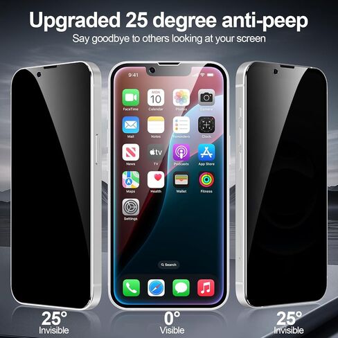 (2 Pack for Privacy Screen Protector for iPhone 12 Mini, Anti Spy Screen Protector Tempered Glass Film, Touch Sensitive, Bubble-Free, Case Friendly, with Easy Installation Tray in Kuwait