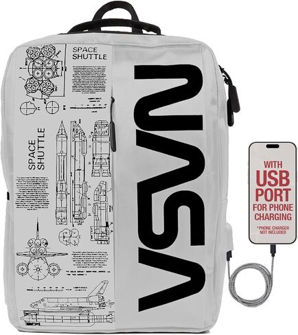 NASA Laptop Backpack For Women And Men - 15 Inch Laptop Bag With USB Port & Elegant Design - Waterproof Backpack With Adjustable Straps (Black) in Saudi Arabia