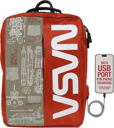 NASA Laptop Backpack For Women And Men - 15 Inch Laptop Bag With USB Port & Elegant Design - Waterproof Backpack With Adjustable Straps (Black) in Saudi Arabia