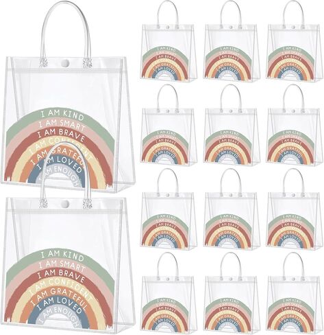 Dansydaisy 20 PCS هدايا ملهمة للنساء للنساء Clear PVC شكرًا لك حقائب الهدايا القابلة لإعادة الاستخدام مع مقابض لحفل زفاف عيد الأم 7.87 × 7.87 بوصة (أنت مدهش تذكر ذلك) in Kuwait