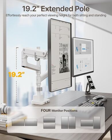 Montek 17-57 بوصة ذراع شاشة Ultrawide المزدوجة المزدوجة لشاشة تصل إلى 59.4 رطل ، وقصة شاشة قابلة للتكديس قابلة للتكديس من الألومنيوم in Kuwait