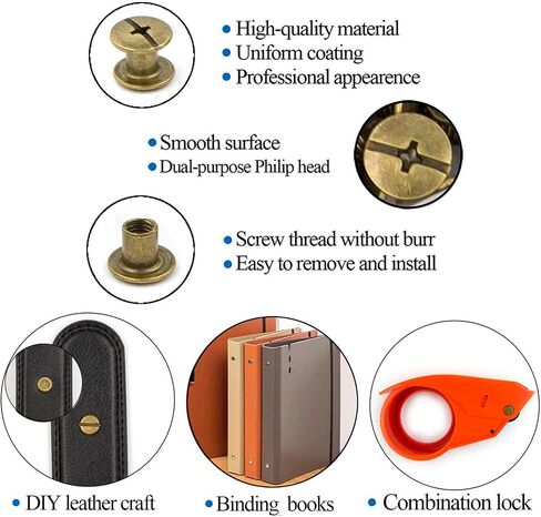 100Sets M5 Chicago Screws Leather Rivets Assorted Metal Fasteners Buttons Screw Rivets， for Leather Craft Decorate and Repair Belts Bags Shoes Purse (SilverM5*4,5,6,7,8,10) in Saudi Arabia
