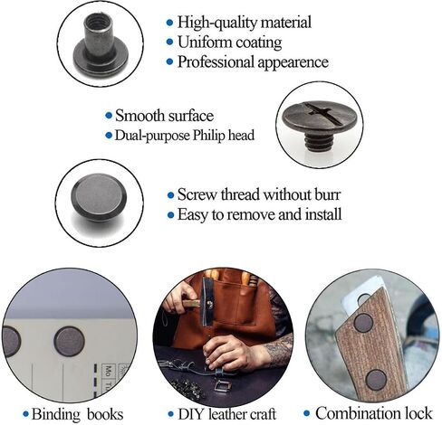 100Sets M5 Chicago Screws Leather Rivets Assorted Metal Fasteners Buttons Screw Rivets， for Leather Craft Decorate and Repair Belts Bags Shoes Purse (SilverM5*4,5,6,7,8,10) in Saudi Arabia