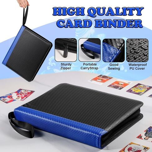 CARD Binder with Sleeves - Card Card Binder Holder متوافق مع بطاقات تداول TCG ، ألبوم تخزين البطاقات مع ZIPPER for Boys Girls Girls Holding ما يصل إلى 900 بطاقة in Kuwait
