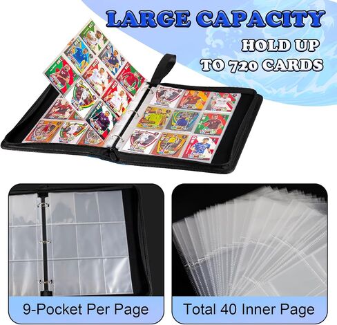 CARD Binder with Sleeves - Card Card Binder Holder متوافق مع بطاقات تداول TCG ، ألبوم تخزين البطاقات مع ZIPPER for Boys Girls Girls Holding ما يصل إلى 900 بطاقة in Kuwait