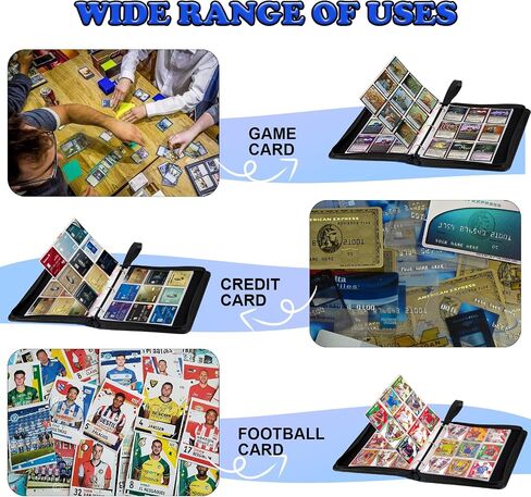 CARD Binder with Sleeves - Card Card Binder Holder متوافق مع بطاقات تداول TCG ، ألبوم تخزين البطاقات مع ZIPPER for Boys Girls Girls Holding ما يصل إلى 900 بطاقة in Kuwait