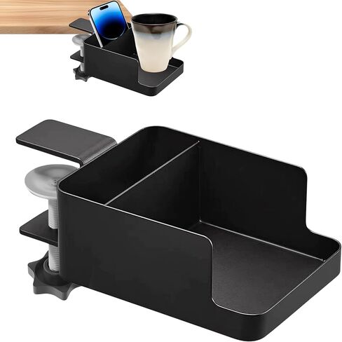 تحت خزانة التخزين المكتبية مع حامل الكأس وحامل الهاتف ، ومكافحة الجانبية القابلة للتعديل للمكتب والواحد العاملة ، لا مطلوب حفر ، أبيض - مثالي للمكتب أو المنزل أو استخدام النوم (أبيض) in Kuwait