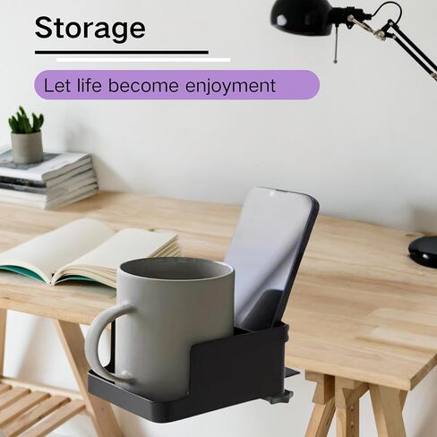 تحت خزانة التخزين المكتبية مع حامل الكأس وحامل الهاتف ، ومكافحة الجانبية القابلة للتعديل للمكتب والواحد العاملة ، لا مطلوب حفر ، أبيض - مثالي للمكتب أو المنزل أو استخدام النوم (أبيض) in Kuwait