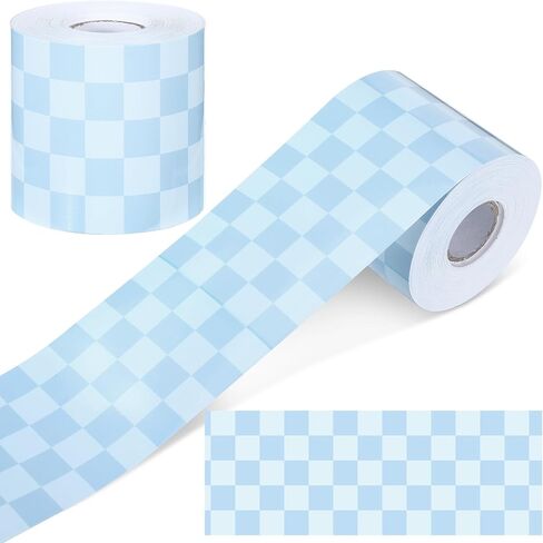Zonon 65 Feet Lavender Checkerboard Bulletin Board Border Decorative Straight Wavy Rolled Border Trim Borders Classroom Back to School Decor in Saudi Arabia