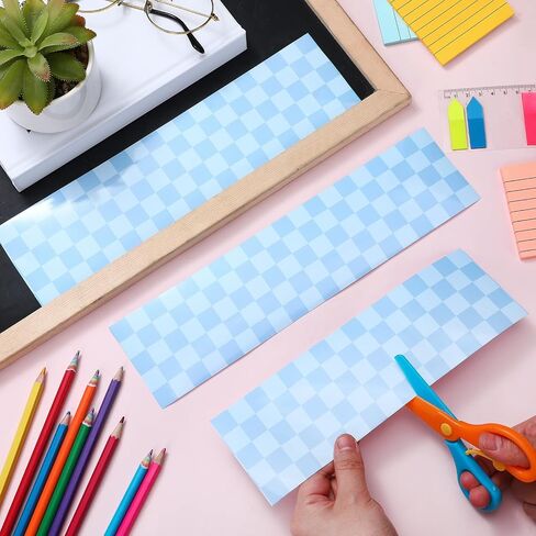 Zonon 65 Feet Lavender Checkerboard Bulletin Board Border Decorative Straight Wavy Rolled Border Trim Borders Classroom Back to School Decor in Saudi Arabia