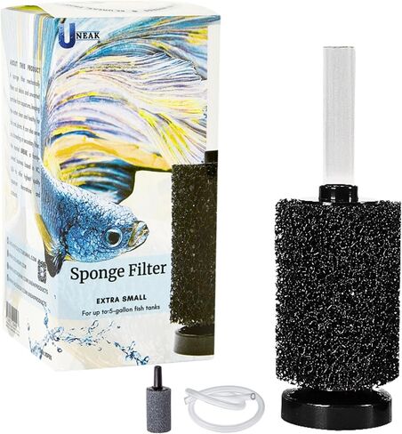 Uneaf Small Aquarium Sponge Filter Fish Fish Fish Filteration Filtering Fry Betta Shrimp Nano Tank Associory Air Stone 4 بوصة أنابيب طيران تصل إلى 10 جالون in Kuwait