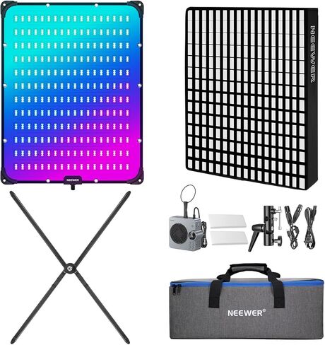 Neewer 115W LED Video Light ، استوديو RGB Light Mat Kit مع تطبيق Softbox/2.4G/DMX Control 2500K-10000K 14700LX/0.5M CRI96+، إضاءة المفاتيح لتسجيل فيديو دفق التصوير الفوتوغرافي ، FL100C in Kuwait