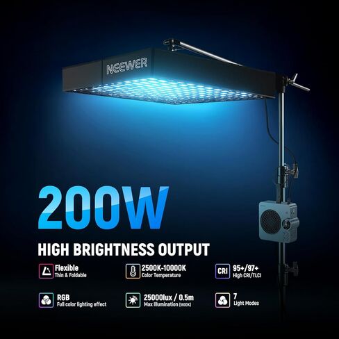 Neewer 115W LED Video Light ، استوديو RGB Light Mat Kit مع تطبيق Softbox/2.4G/DMX Control 2500K-10000K 14700LX/0.5M CRI96+، إضاءة المفاتيح لتسجيل فيديو دفق التصوير الفوتوغرافي ، FL100C in Kuwait