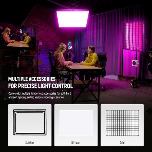 Neewer 115W LED Video Light ، استوديو RGB Light Mat Kit مع تطبيق Softbox/2.4G/DMX Control 2500K-10000K 14700LX/0.5M CRI96+، إضاءة المفاتيح لتسجيل فيديو دفق التصوير الفوتوغرافي ، FL100C in Kuwait