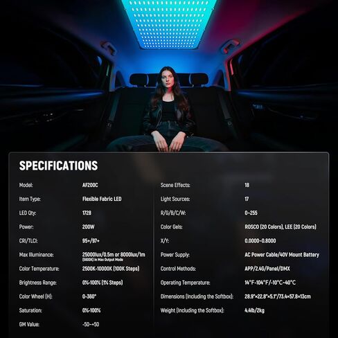 Neewer 115W LED Video Light ، استوديو RGB Light Mat Kit مع تطبيق Softbox/2.4G/DMX Control 2500K-10000K 14700LX/0.5M CRI96+، إضاءة المفاتيح لتسجيل فيديو دفق التصوير الفوتوغرافي ، FL100C in Kuwait