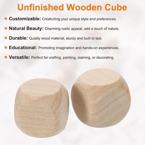 uxcell 100 Pcs Blank Wooden Dice, 12mm/0.47inch Unfinished Wooden Cube Rounded Corners Square Block for DIY Craft Projects in Saudi Arabia
