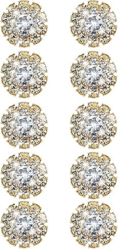 Jerler 10 Pcs 20mm Rhinestone Buttons Crystal Embellishments Sew on Clothing Buttons for Decoration and DIY (Gold Button-1, Large) in Kuwait