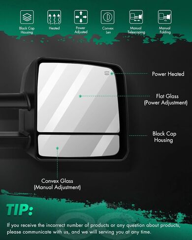SCITOO Driver Side Mirror fit 2007-2017 for Toyota for Tundra 2008-2017 for Toyota for Sequoia Left Side Mirror with Turn Signal Heated and Power Control in Saudi Arabia