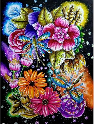Naimoer Butterfly Diamond Art Kits للبالغين ، وأزهار 5D مجموعات فن الماس للبالغين ، DIY Full Dill Diamond Art Wonderland Art for Home Decor in Saudi Arabia