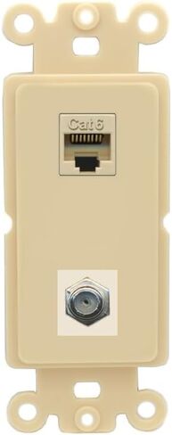 Riteav - Cat6 Coax Port Wall Plate Decorative (Rocker) White in Kuwait