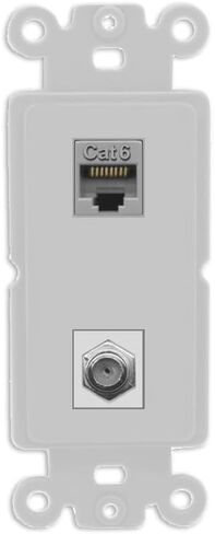 Riteav - Cat6 Coax Port Wall Plate Decorative (Rocker) White in Kuwait
