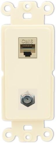 Riteav - Cat6 Coax Port Wall Plate Decorative (Rocker) White in Kuwait