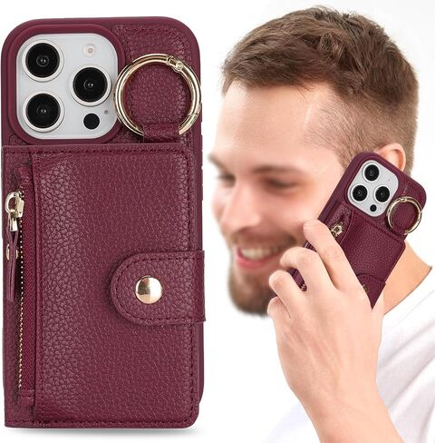بالنسبة لـ iPhone 13 Pro Max Phone Case Wallet مع حامل البطاقة ، للحصول على محفظة Iphone 13 Pro Max Case مع Zipper مع Slot Kickstand Stand Case for Women and Man-Black in Kuwait