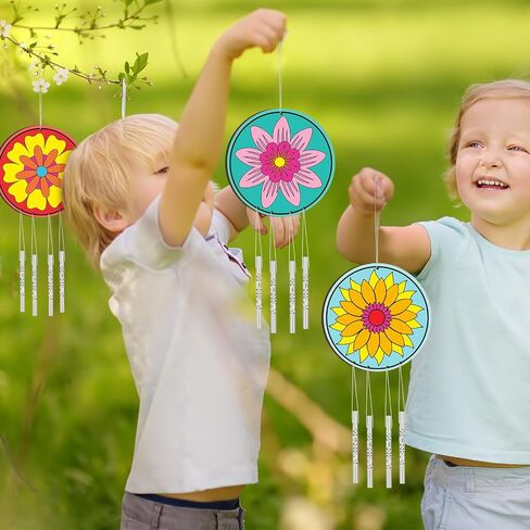 24 Sets Eid Mubarak Wind Chimes Craft for Kids Make Your Own Wooden Wind Chime DIY Coloring Hanging Wind Chime Wood Arts and Crafts for Islam Muslim Party Supplies Home Classroom Activities in Saudi Arabia