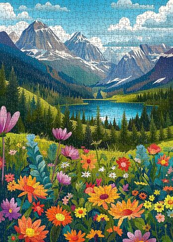 Landscape Puzzle 1000 Pieces, Nature Mountain Puzzle Magic Forest, Sunset Puzzles for Adults Paper Cut Art, Challenging Jigsaw Puzzle Scenic in Kuwait