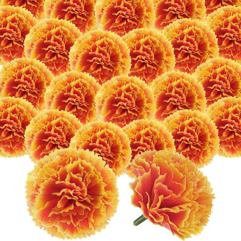 Syhood 50 Pcs Marigold Flower Bulk Black History Month Decorations Flores Artificiales para Decoracion Flowers for Black History Month Flowers with Stems DIY Marigold Garland(2.4 Inch,Multi Colors) in Saudi Arabia