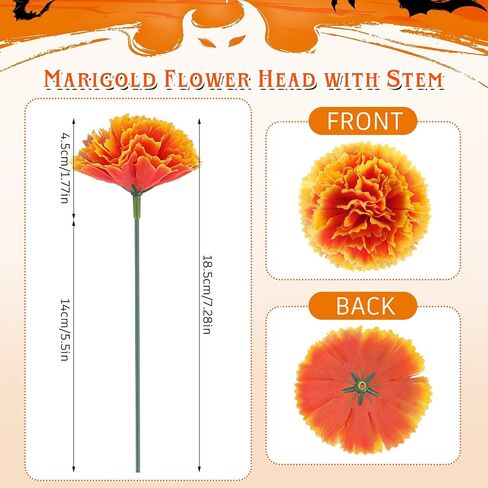 Syhood 50 Pcs Marigold Flower Bulk Black History Month Decorations Flores Artificiales para Decoracion Flowers for Black History Month Flowers with Stems DIY Marigold Garland(2.4 Inch,Multi Colors) in Saudi Arabia