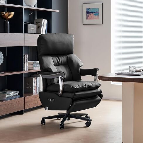 EMIAH Ergonomic Office Chair with Foot Rest Electric Executive Office Chair Reclining with Massage Big and Tall High Back Computer Chair with Wheels, Sustainable Leather（Black） in Saudi Arabia