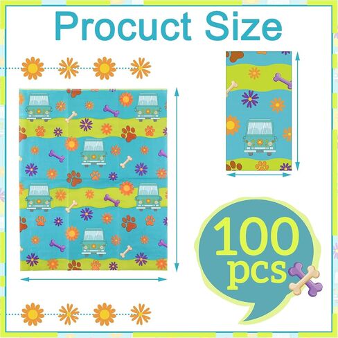 Marspark 100 Pcs Cartoon Dog Party Supplies Mysterious Car Hippie Paper Napkins Disposable Paw Daisy Flower Mystery Bus Cocktail Napkins for Themed Party Birthday Supplies, 6.5 x 6.5 Inches in Saudi Arabia