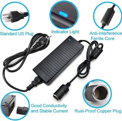 محول AC إلى DC 180W 15A 110V إلى 12 فولت محول الطاقة مع مروحة تبريد سريعة ، مصدر طاقة مقبس سجائر للسيارة لفراغات السيارة ، الثلاجة ، النفيرة in Kuwait