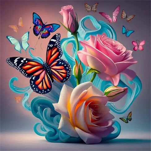 Huacan Diamond Painting Kits for Adults,5D Flowers Diamond Art Kits for Beginners Home Wall Decor 12 x 16 Inch in Saudi Arabia