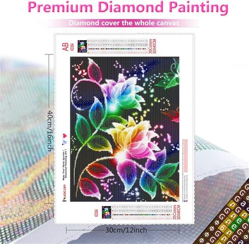 Huacan Diamond Painting Kits for Adults,5D Flowers Diamond Art Kits for Beginners Home Wall Decor 12 x 16 Inch in Saudi Arabia