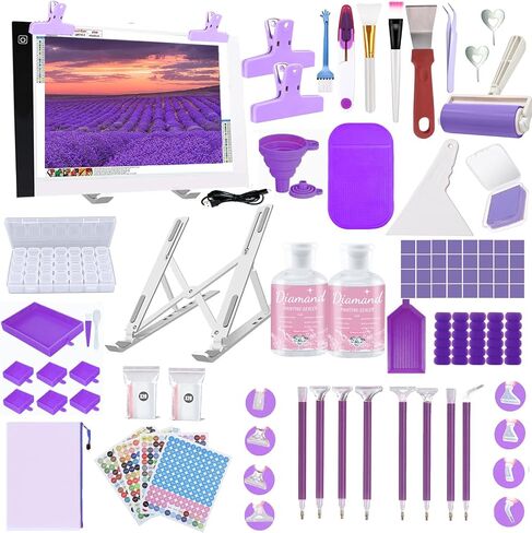 NLXCXUCY 158Pcs Diamond Art Accessories Kit All Inclusive Diamond Painting Tool Set with A4 Diamond Painting Light Pad,Diamond Art Sealer Glue,Diamond Correction,Pens Storage Box for DIY Craft in Saudi Arabia