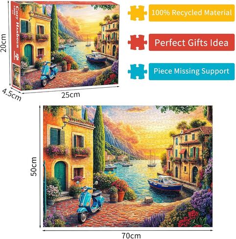 Seaside Houses Jigsaw Puzzles 1000 Pieces for Adults Coastal Cottage 1000 Piece Jigsaw Puzzles for Adults in Saudi Arabia