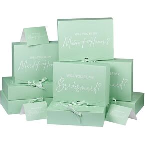 8pack صناديق اقتراح وصيفات الشرف الكبيرة مع بطاقة وصيفات الشرف ، هل ستكون صندوق وصيفات الشرف مع الشريط ، مربع مقترح الشرف الخاص بمواد هدايا اقتراح العروسة (12 × 9.8 × 3.1 بوصة) in Kuwait