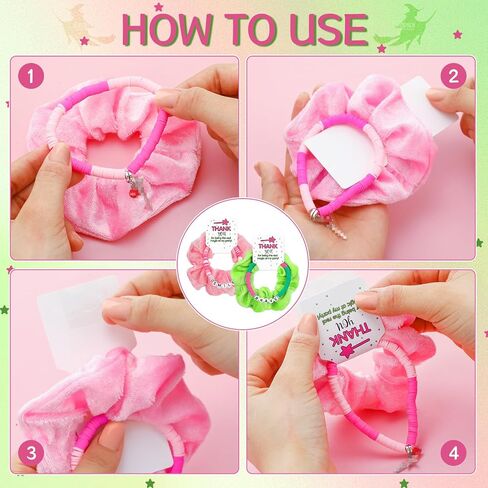 10 Sets Green and Pink Witch Party Gift for Girls Friendship Magic Bracelet and Scrunchie Bulk for Teen Themed Birthday Party Inspirational Thank You Gifts(Wicked Theme) in Saudi Arabia