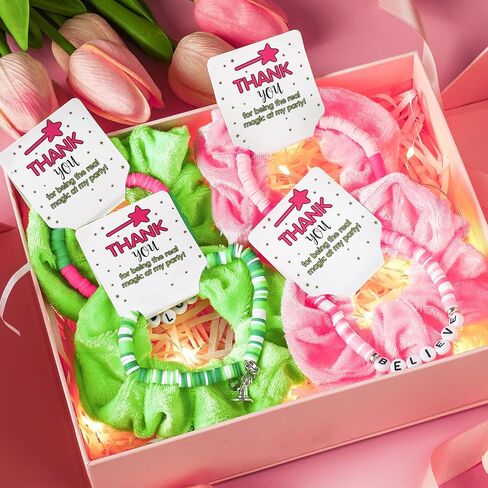 10 Sets Green and Pink Witch Party Gift for Girls Friendship Magic Bracelet and Scrunchie Bulk for Teen Themed Birthday Party Inspirational Thank You Gifts(Wicked Theme) in Saudi Arabia