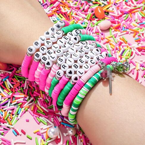 10 Sets Green and Pink Witch Party Gift for Girls Friendship Magic Bracelet and Scrunchie Bulk for Teen Themed Birthday Party Inspirational Thank You Gifts(Wicked Theme) in Saudi Arabia