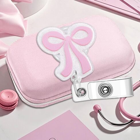 yuboo Pink Bow Badge Reel with Bead, Cute ID Badge Holder Retractable Clip,Badge Reel Nursing, Coquette Girly T eacher Badge Reels, RN LPN CNA MA Nurse Teacher Accessories Appreciation Gift in Saudi Arabia